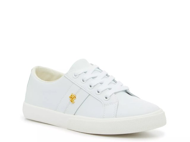 Lauren Ralph Lauren Women's Janson II Sneakers, White, 9.5 B, Leather