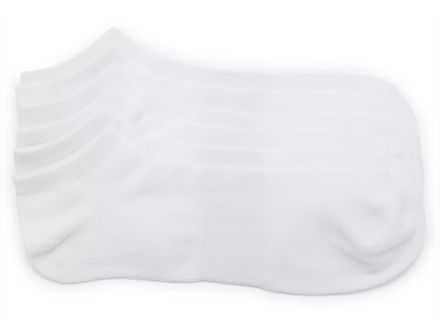 White No Show Extended Size Ankle Socks - 5 Pack