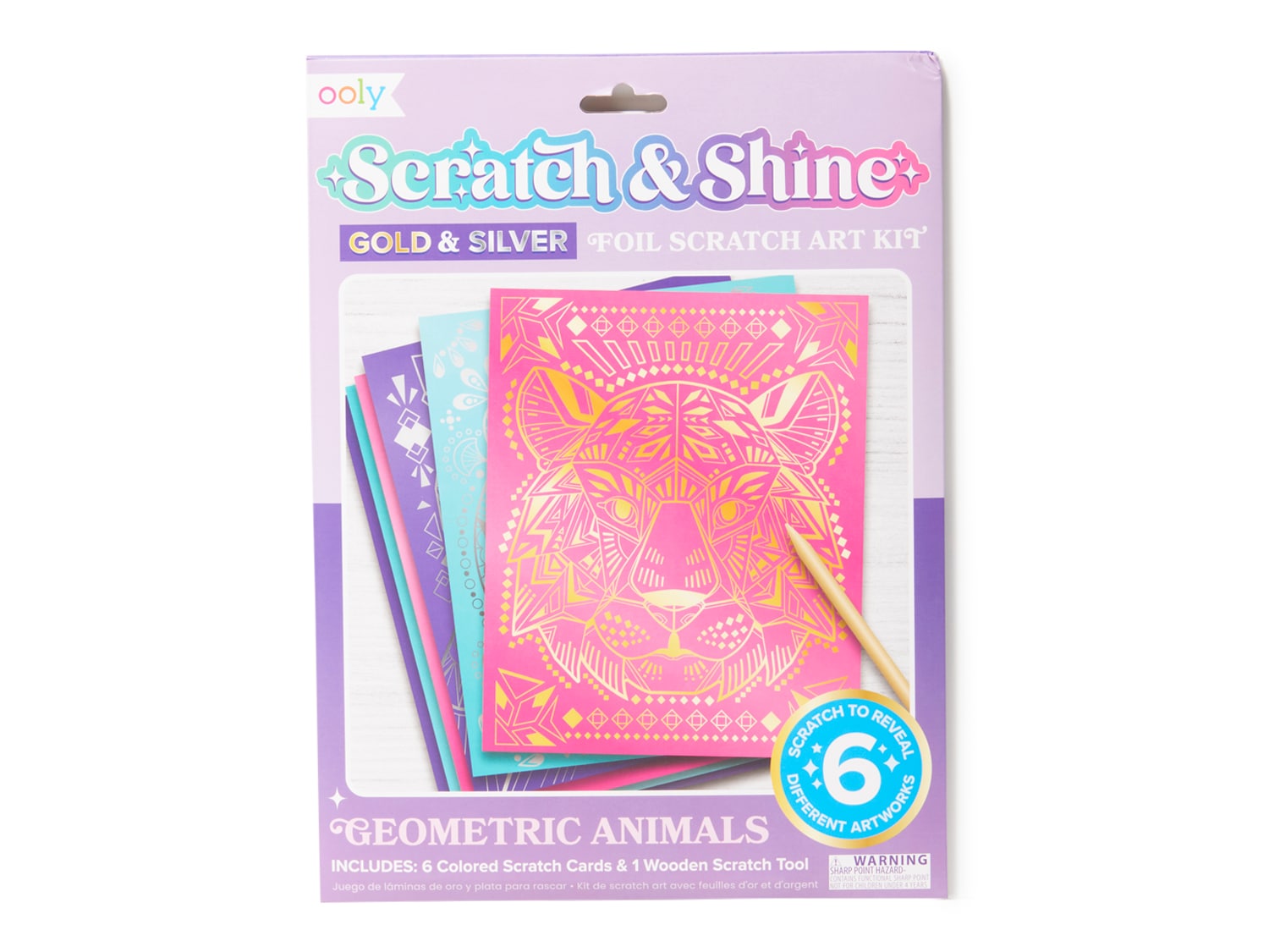 Scratch and Shine Foil Scratch Art Kit - Geometric Animals - OOLY