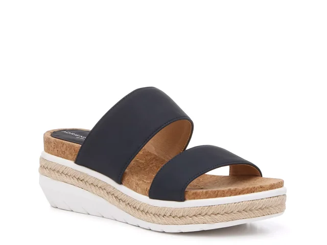 Adrienne Vittadini Cara Wedge Sandal Women s Navy Size 11 Sandals