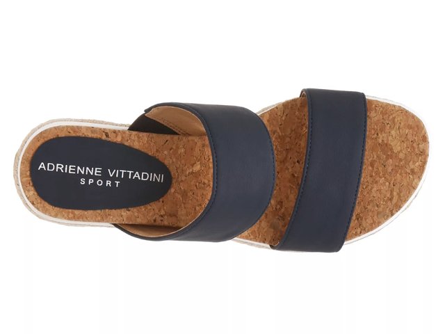Adrienne Vittadini Cara Wedge Sandal Women s Navy Size 11 Sandals