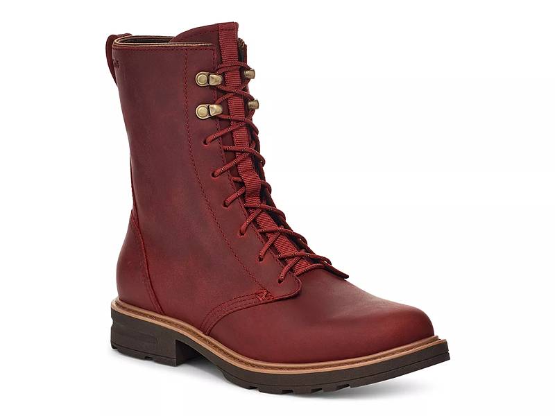 Shop Women s Red Combat Lace Up Boots DSW