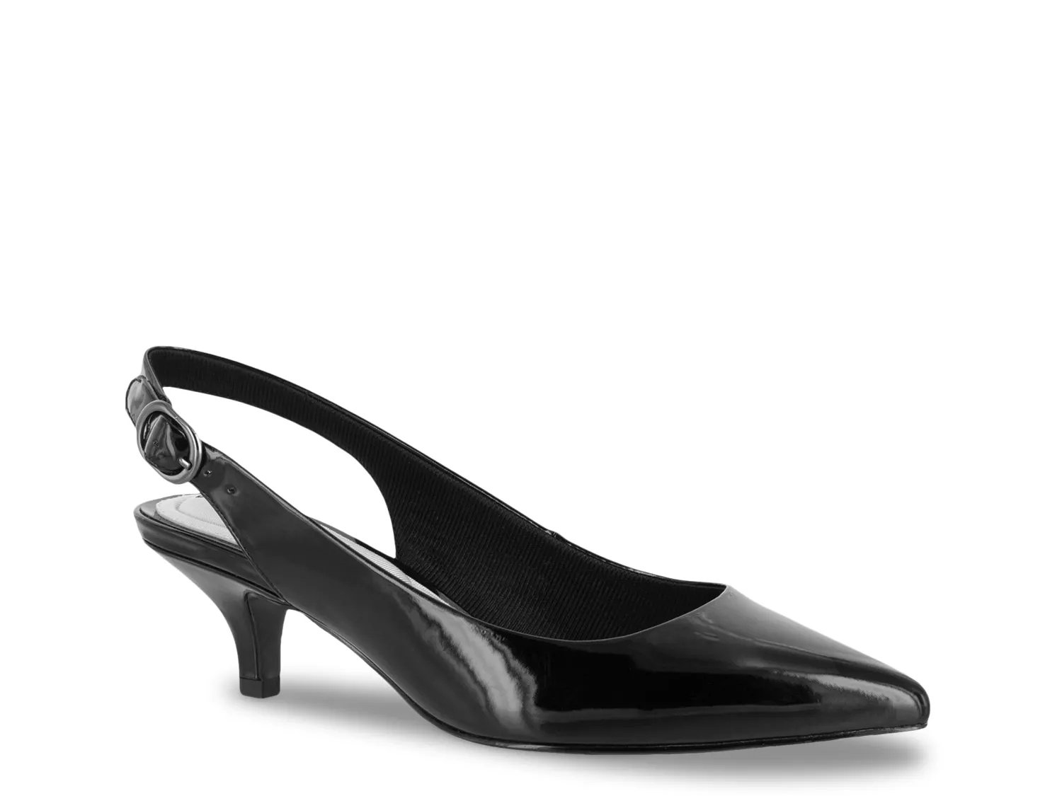 Easy Street Faye Pump | Women's | Black Patent | Size 7 | Pumps | Kitten | Slingback