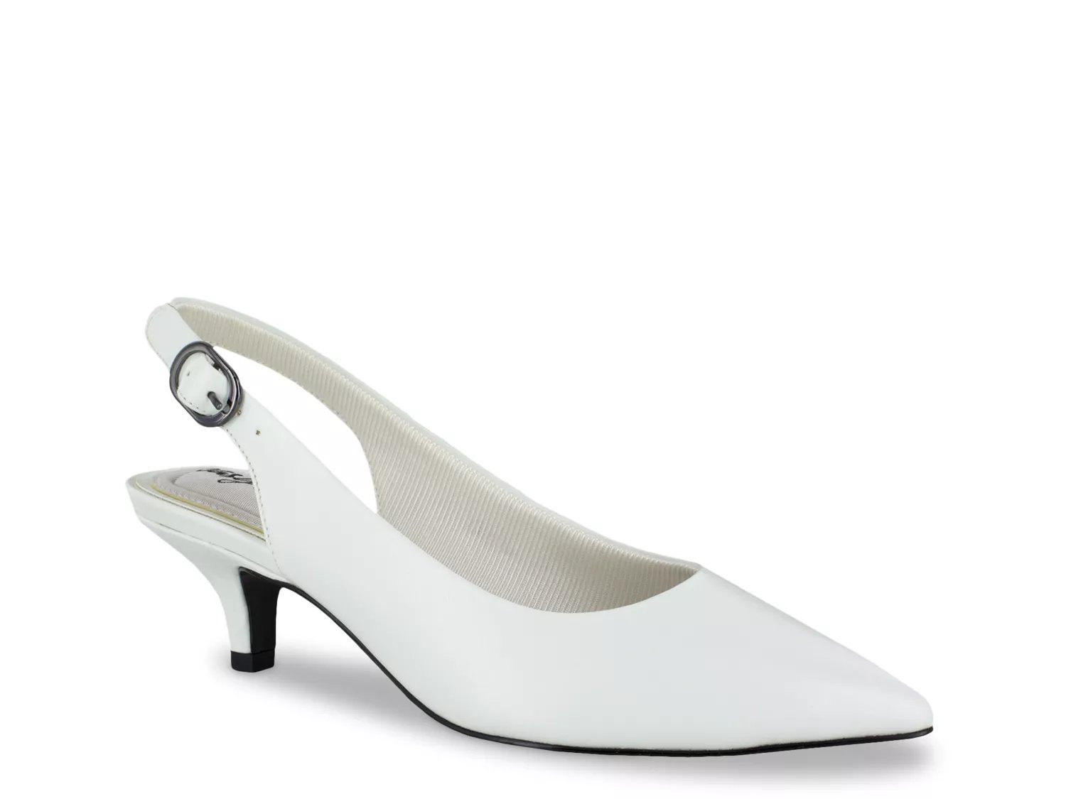 Easy Street Wide Width Faye Pump | Women's | White | Size 8.5 | Pumps | Kitten | Slingback