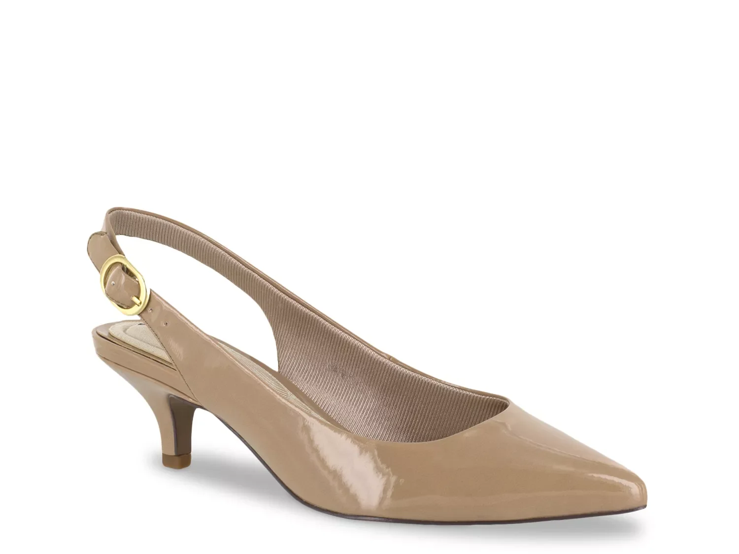 Easy Street Faye Pump | Women's | Beige Patent | Size 8.5 | Pumps | Kitten | Slingback