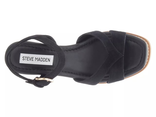 Steve Madden サンダル 37 MAYVEN Black Leather Flatform Slide Women's Sandal – Steve