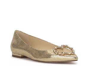 Womens gold flat hot sale dress shoes