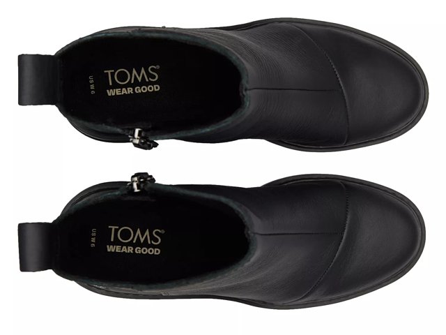 Toms black discount leather booties