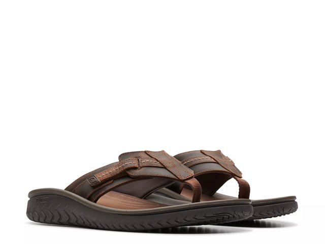 Clarks mens brown leather sandals clearance