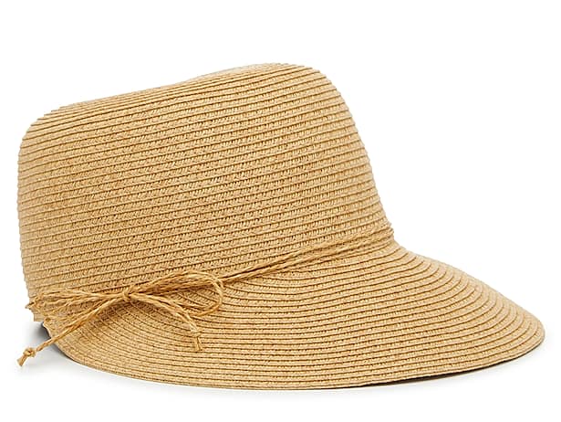 Vince Camuto Womens Sun Hat Panama Tweed Paper Straw Black Tan Check W/  Band OS 