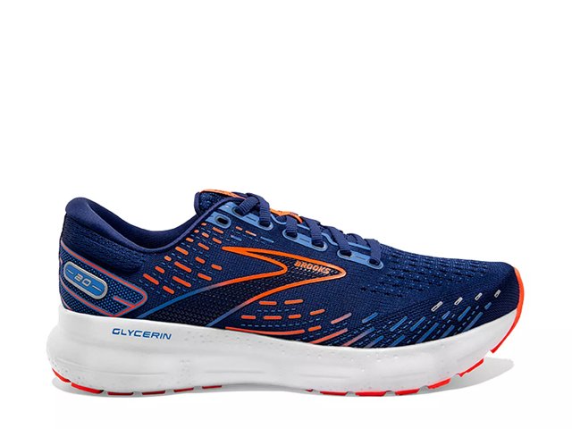 Brooks Glycerin 20 Men's Running Shoe - Black/Classic Blue/Orange