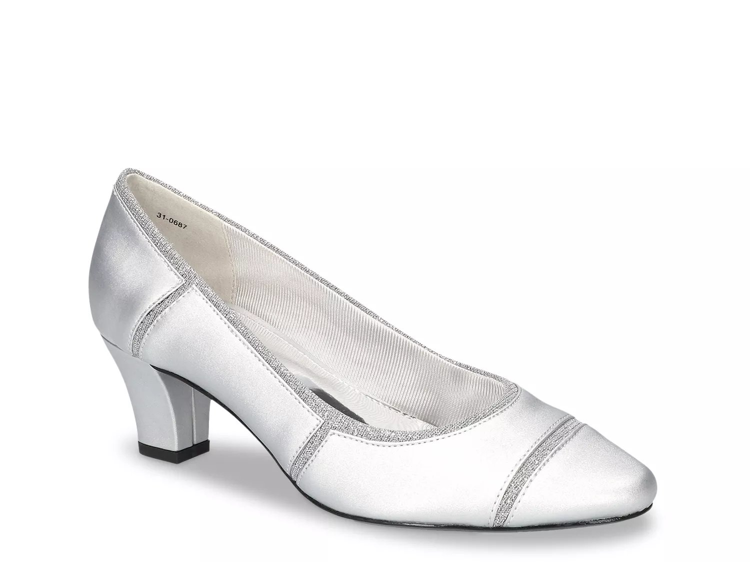 Easy Street Extra Wide Width Datia Pump | Women's | Silver Satin | Size 9.5 | Pumps