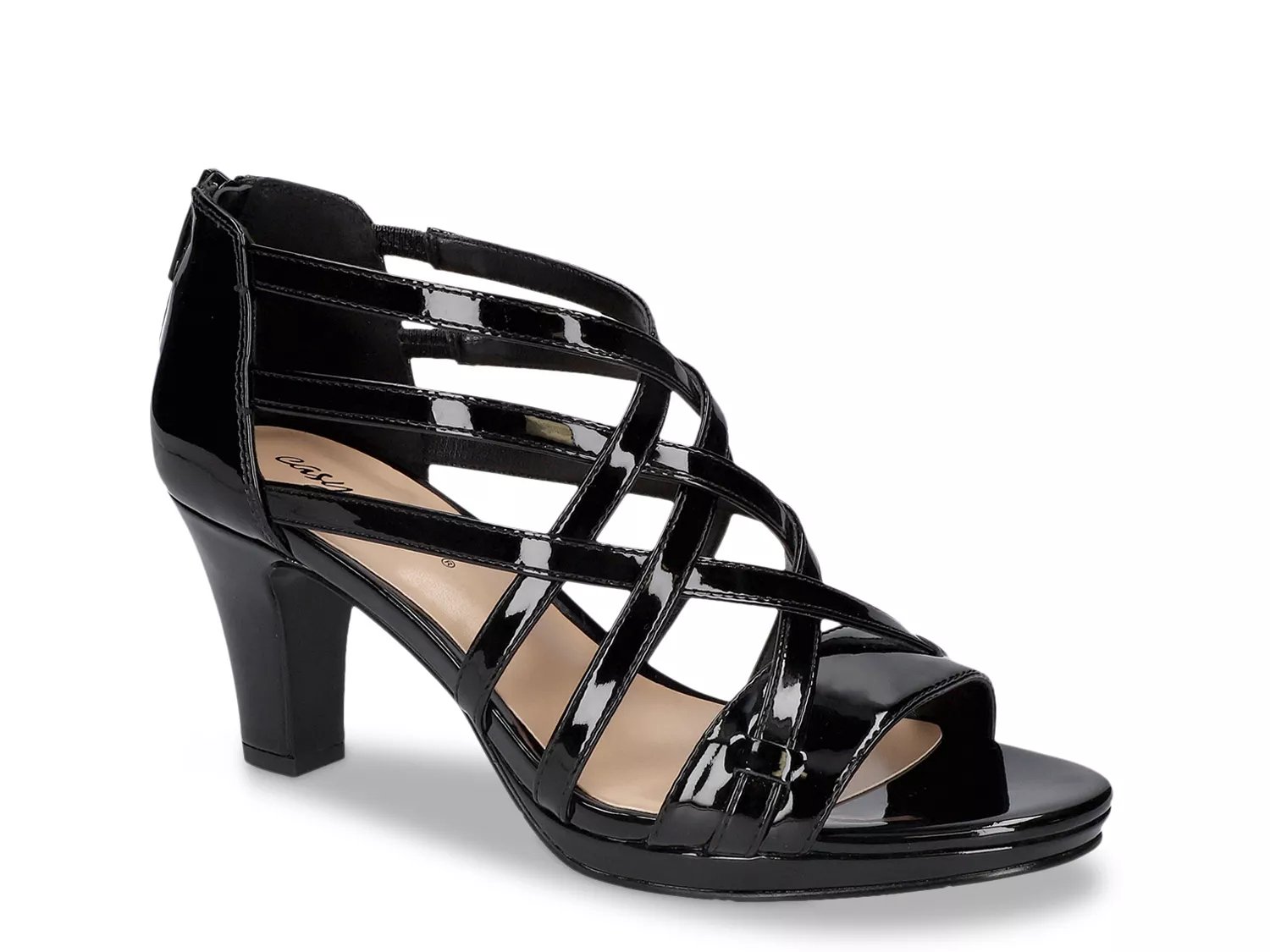 Easy Street Bee Sandal | Women's | Black Patent | Size 7 | Heels | Sandals