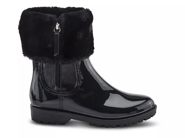 Rain boots with fur trim top