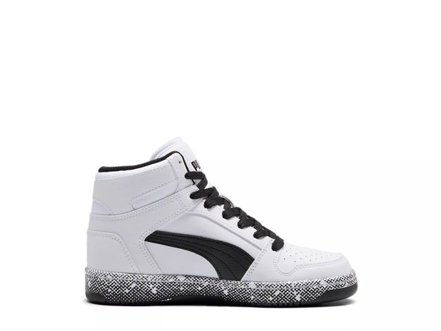 Puma Kids Rebound Layup Mid Big Kid Kids Shoes Puma White Puma Black 6 Big Kid M
