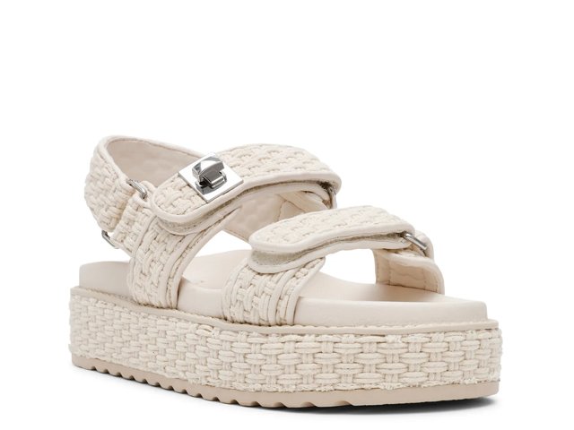 ★STEVE MADDEN★Bigmona 厚底 サンダル ヒール 6センチ BIGMONA Natural Raffia Leather Women's Platform Sandal