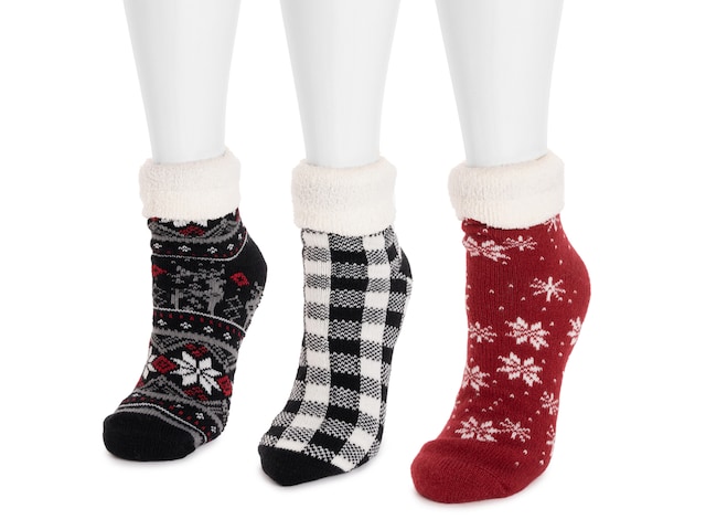 MUK LUKS 2-Layer Women's Ankle Socks - 3 Pack - Free Shipping