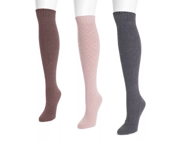 MUK LUKS Knit Women s Knee Socks 3 Pack Free Shipping DSW
