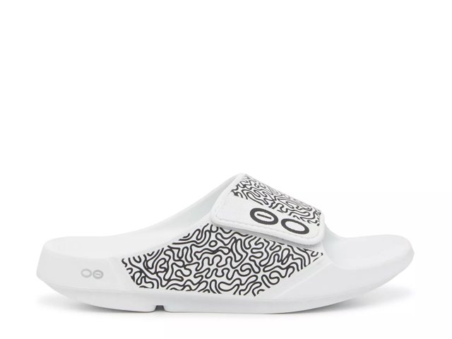 ◆OOFOS◆ OOAHH SPORT FLEX WHITE LABYRINTH Elegant Sports Fl Men's OOahh Sport Flex Sandal - White – OOFOS