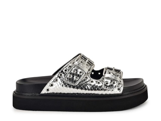 Nine West*アイレット*Wバックル*フラット*サンダル/Eleny Eleny Buckle Slide Sandals – Nine West