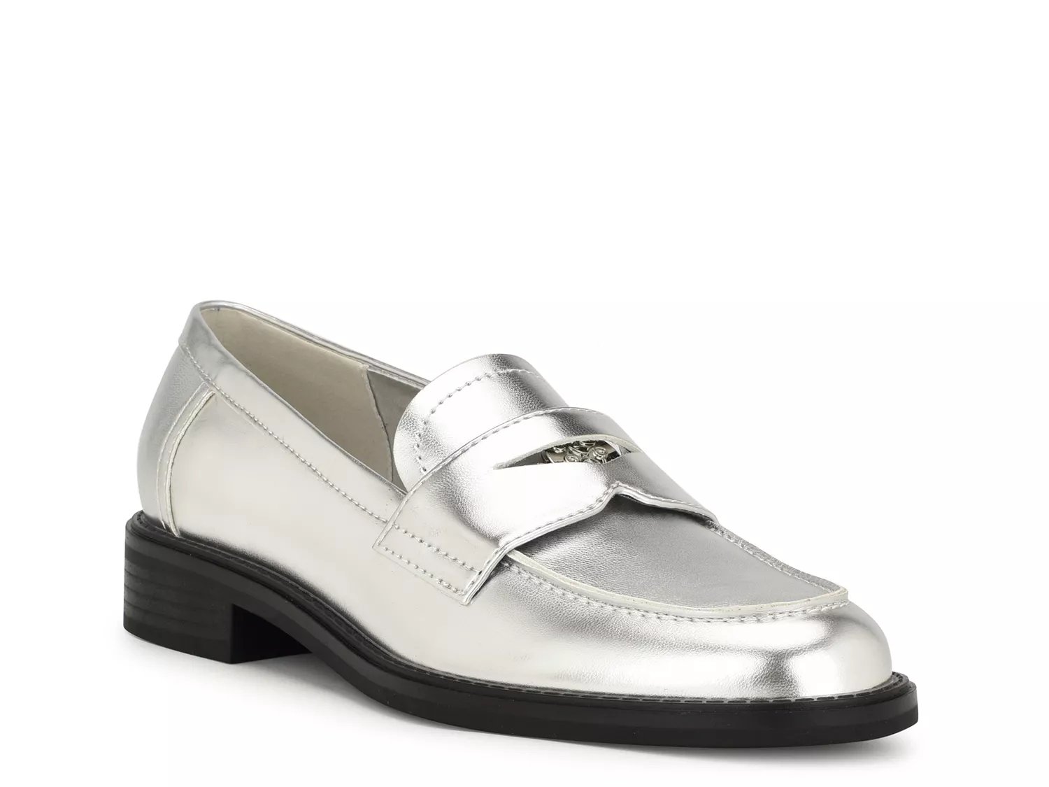 Womens silver hot sale penny loafers