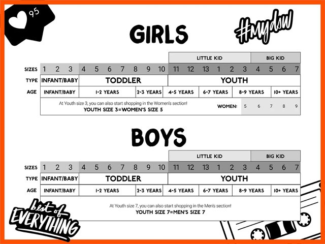 Puma kids size chart store