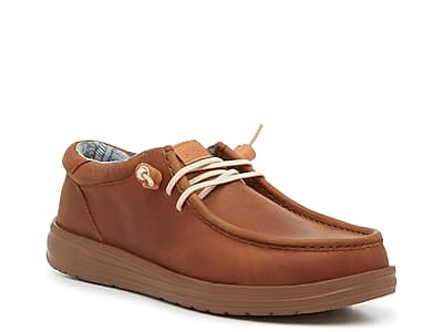 Hey Dude 2 Eye Men Shoes Wally Brown Nut Suede Lace Up Mule Leather Lined  Insole