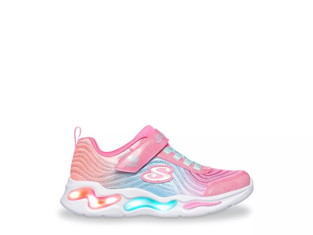Skechers Lights Wavy Beams Ombre Express Girls Sneakers Girl s Size 13 Pink Team