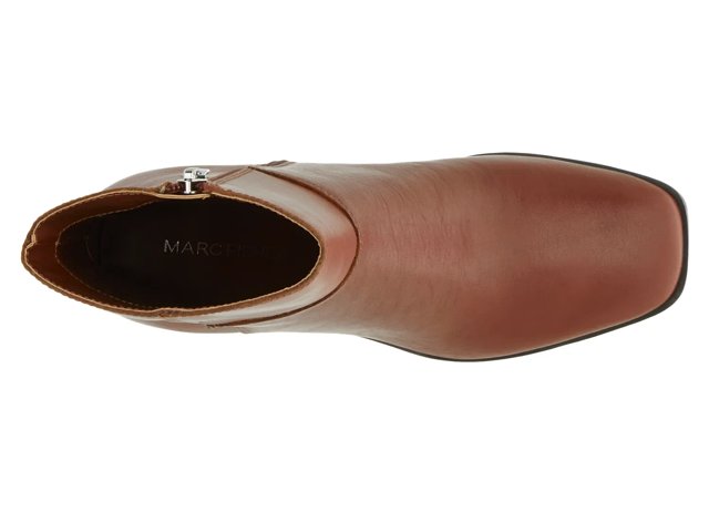 Marc Fisher Dairey Square Toe Block Heel Ankle Boots Brown