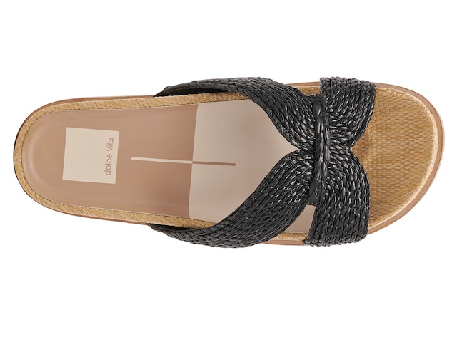 SELDA WIDE SANDALS NATURAL BLACK RAFFIA – Dolce Vita