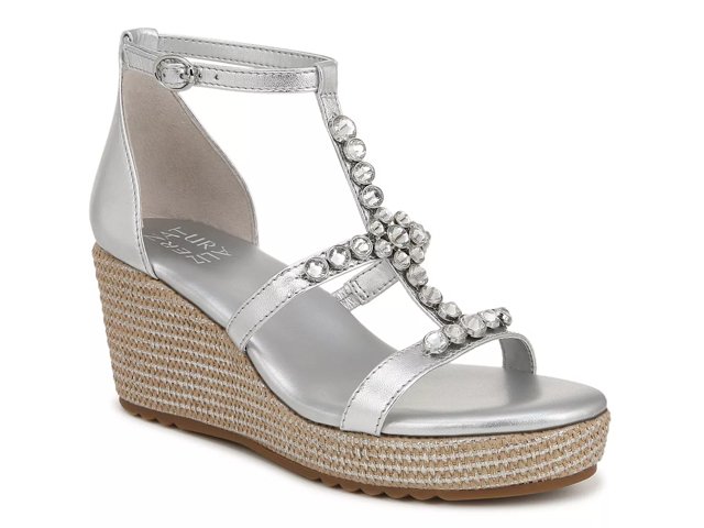 Silver diamante sales wedge sandals