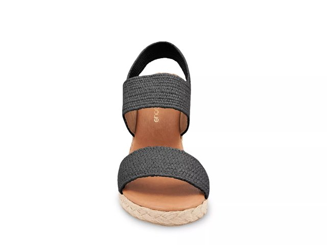 Andre Assous Women s Allison Slip On Slingback Espadrille Wedge Sandals Black Size 10