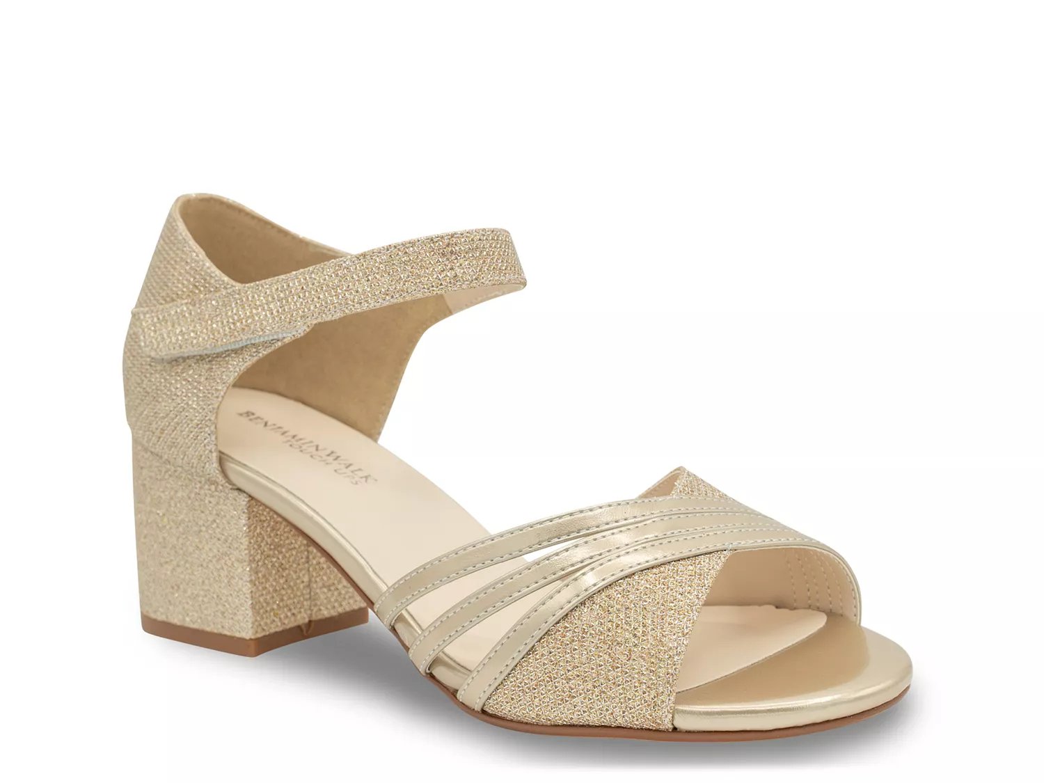 Touch Ups by Benjamin Walk Wide Width Foster Sandal | Women's | Champagne | Size 7 | Heels | Sandals | Ankle Strap