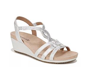 Silver wedge discount sandals wide width