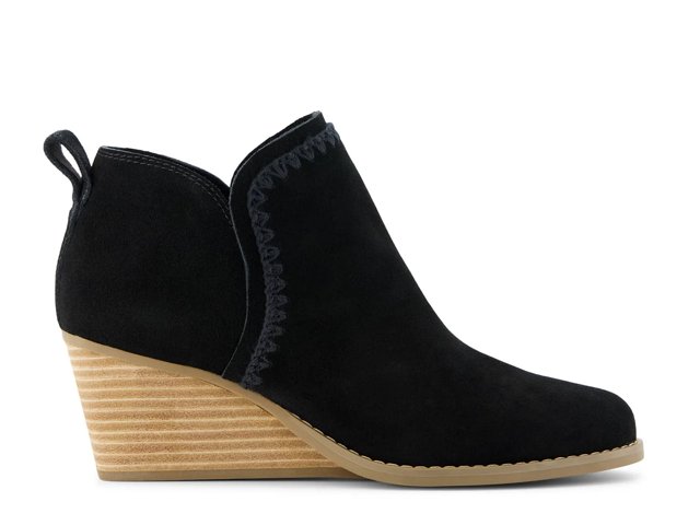 Toms black wedge booties on sale