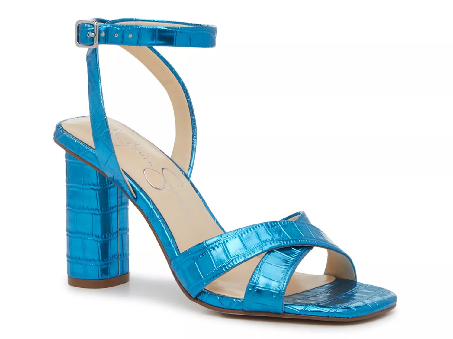 Jessica Simpson Selis Sandal | Women's | Icy Blue Croc Print | Size 7.5 | Sandals | Ankle Strap