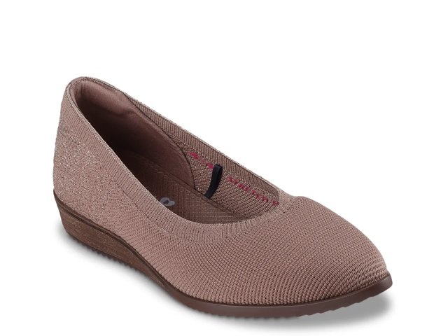Skechers Women s Cleo Sawdust Wishful Flats Size 8.5 Mocha Textile
