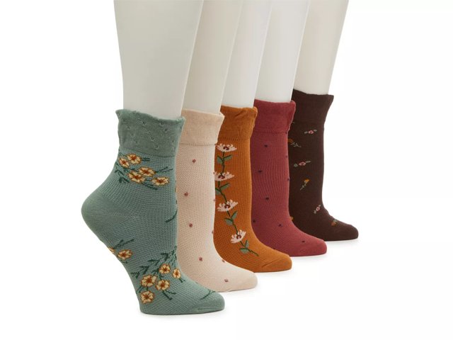 Crown Vintage Floral Waffle Slouch Women s Ankle Socks 5 Pack Free Shipping DSW