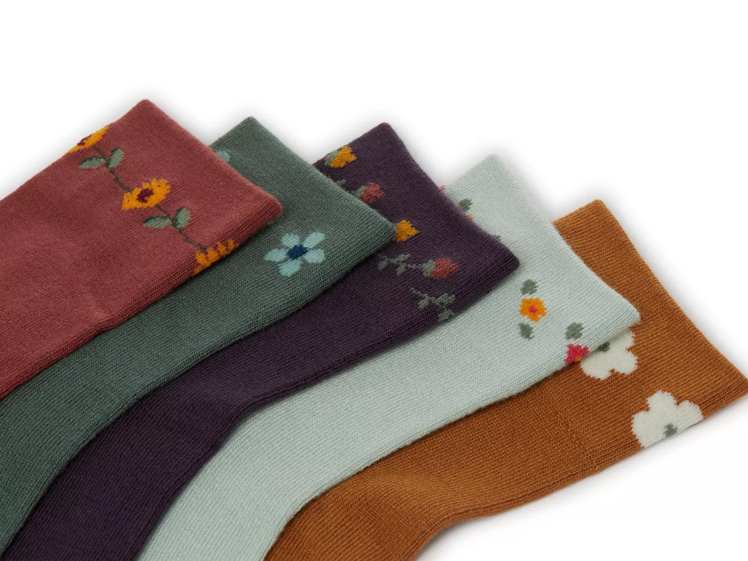 Floral Welt Women's Ankle Socks - 5 Pack