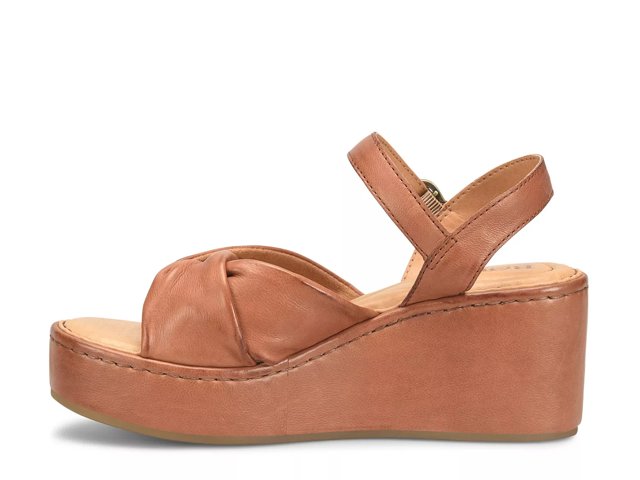 BORN SHOES MARCHELLE BROWN LEATHER WEDGE - 6th Street Fashions