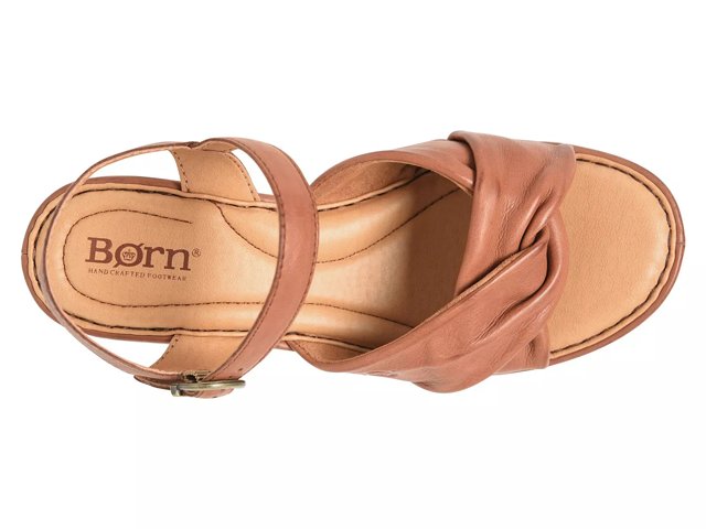 BORN SHOES MARCHELLE BROWN LEATHER WEDGE - 6th Street Fashions