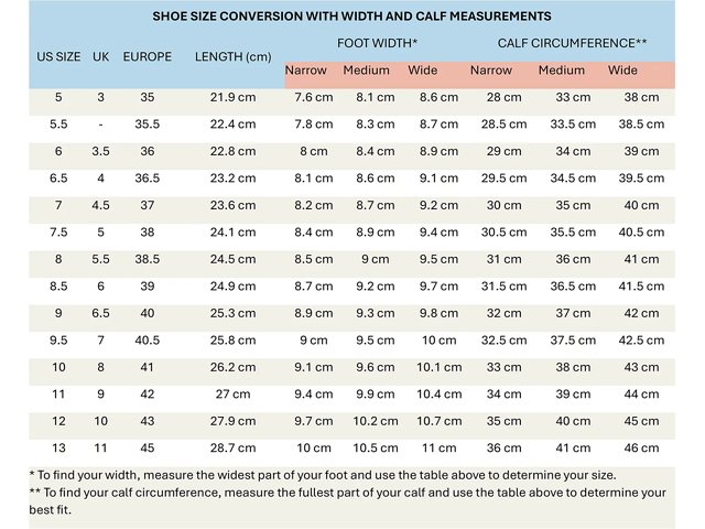 Lifestride size chart store