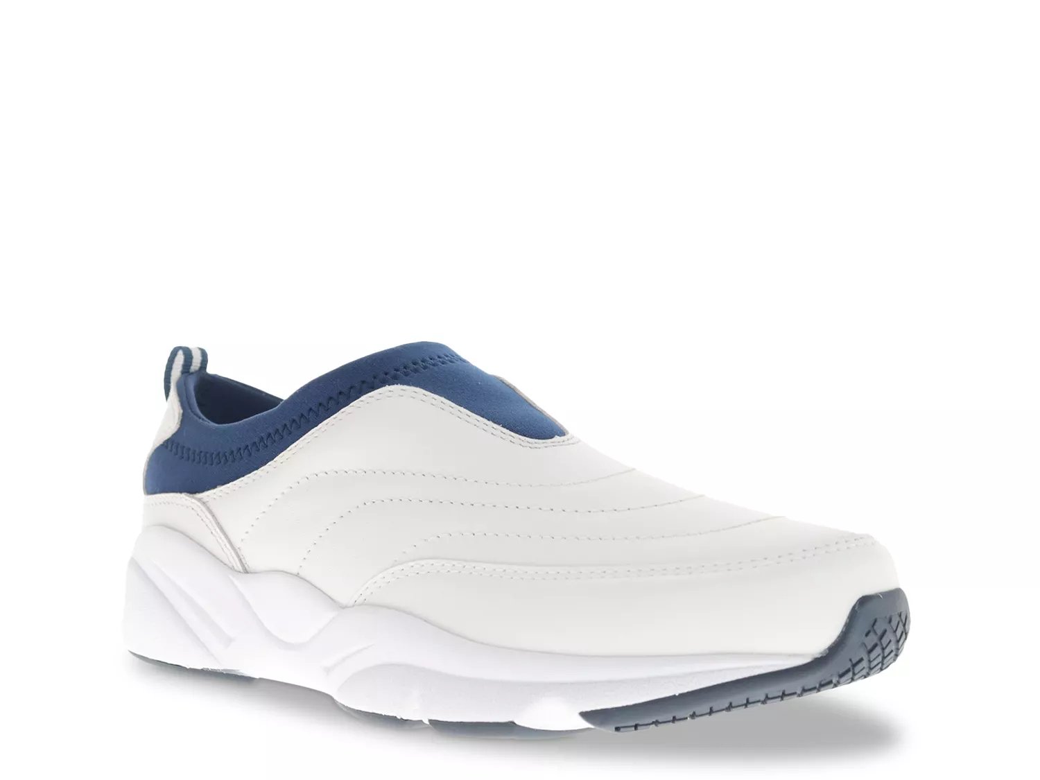 Propet Wide Width Stability SlipOn Sneaker | Women's | White/Navy | Size 9.5 | Slip-Ons | Sneakers