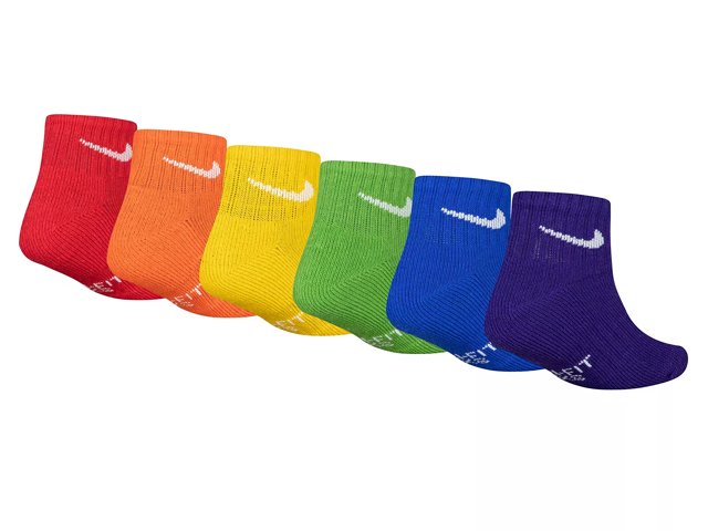 Nike Cushioned Kids Quarter Ankle Socks 6 Pack Free Shipping DSW