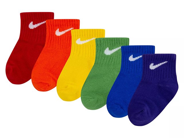 Nike Solid Kids Quarter Ankle Socks 6 Pack