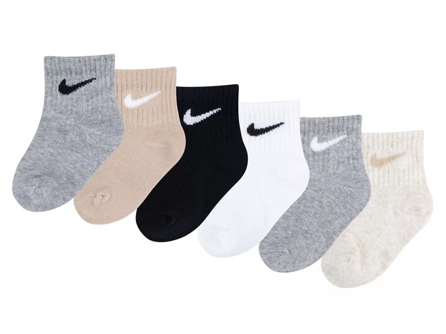 Nike Solid Kids' Quarter Ankle Socks - 6 Pack