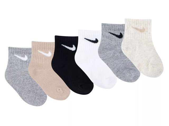 Nike Solid Kids' Quarter Ankle Socks - 6 Pack
