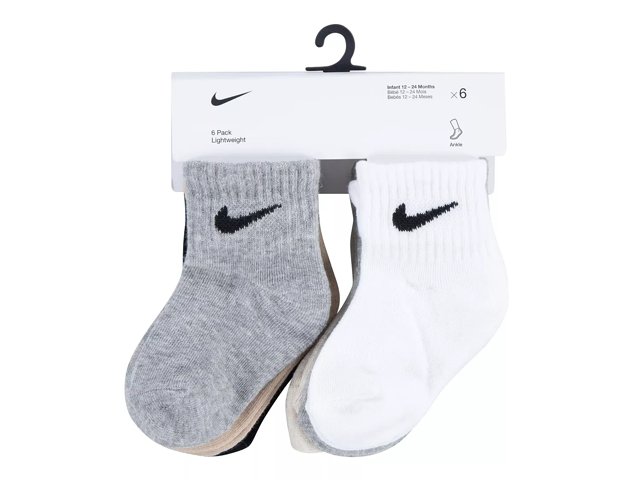 Nike Solid Kids' Quarter Ankle Socks - 6 Pack