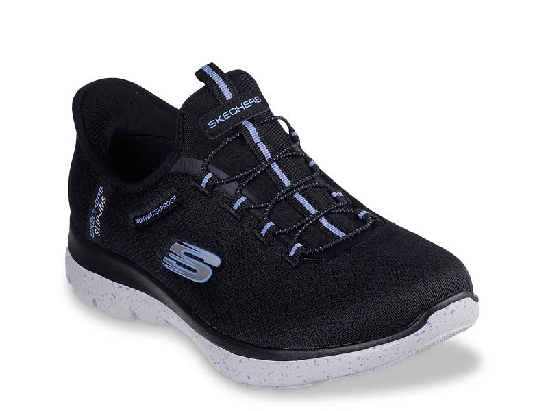 Black slip on skechers womens online