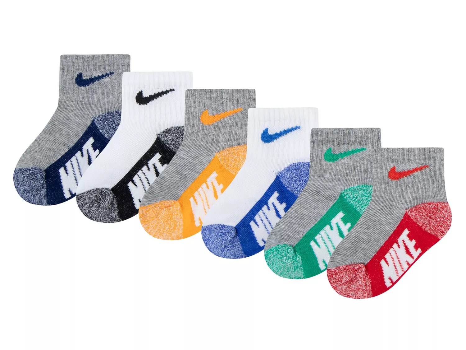 Nike Assorted 6 Pack Ankle Socks in University Red